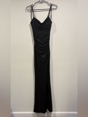 Windsor Black Sparkle Maxi Dress - Ruched Bodice